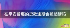 在平安普惠的贷款逾期会被起诉吗