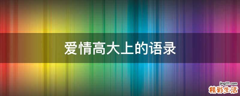 爱情高大上的语录