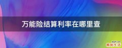 万能险结算利率在哪里查