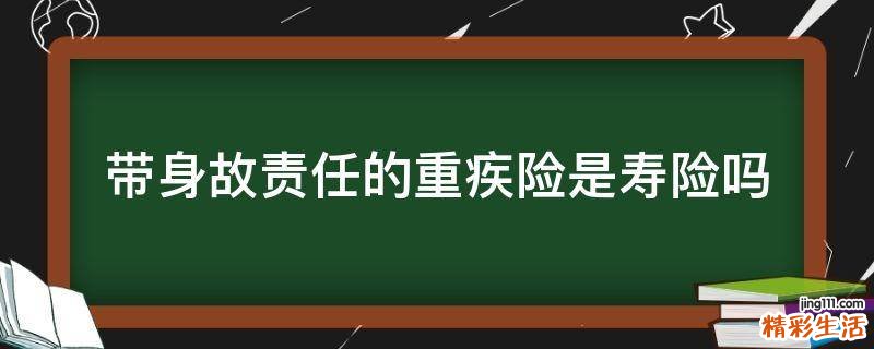 带身故责任的重疾险是寿险吗