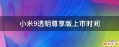 小米9透明尊享版上市时间