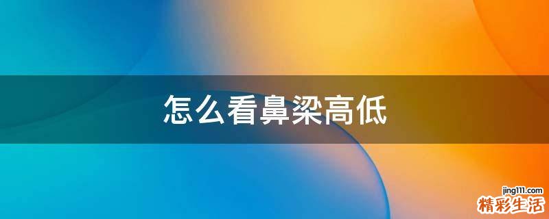怎么看鼻梁高低