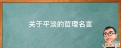 关于平淡的哲理名言