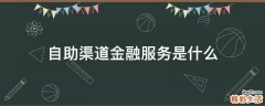 自助渠道金融服务是什么