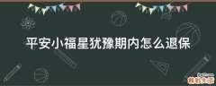 平安小福星犹豫期内怎么退保