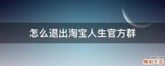 怎么退出淘宝人生官方群