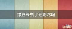 绿豆长虫了还能吃吗