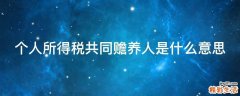 个人所得税共同赡养人是什么意思