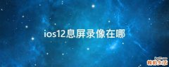 ios12息屏录像在哪