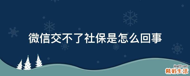 微信交不了社保是怎么回事