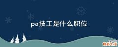 pa技工是什么职位
