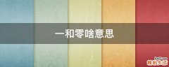 一和零啥意思