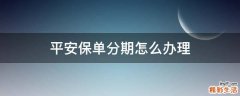 平安保单分期怎么办理