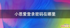 小恩爱登录密码在哪里