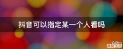 抖音可以指定某一个人看吗