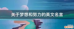 关于梦想和努力的英文名言