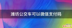 潍坊公交车可以微信支付吗