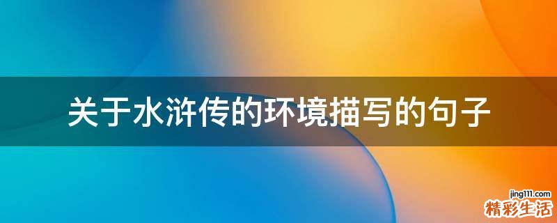 关于水浒传的环境描写的句子