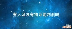 有人证没有物证能判刑吗