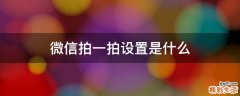 微信拍一拍设置是什么