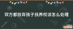 双方都放弃孩子抚养权该怎么处理