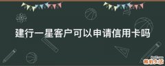 建行一星客户可以申请信用卡吗