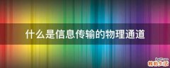 什么是信息传输的物理通道