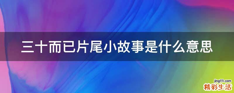 三十而已片尾小故事是什么意思