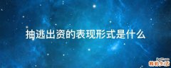 抽逃出资的表现形式是什么