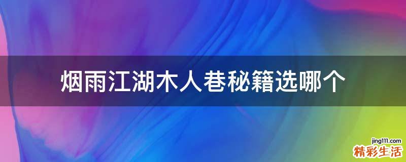 烟雨江湖木人巷秘籍选哪个