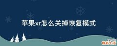 苹果xr怎么关掉恢复模式