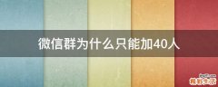 微信群为什么只能加40人