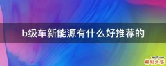 b级车新能源有什么好推荐的