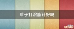 肚子打溶脂针好吗