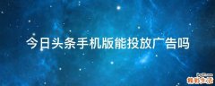 今日头条手机版能投放广告吗