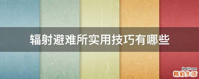 輻射避難所實用技巧有哪些