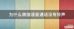 为什么微信语音通话没有铃声