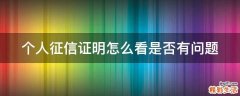 个人征信证明怎么看是否有问题