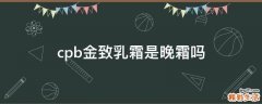 cpb金致乳霜是晚霜吗
