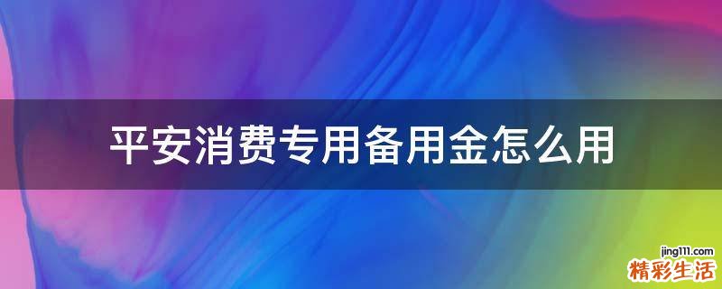 平安消费专用备用金怎么用