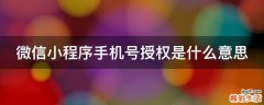 微信小程序手机号授权是什么意思