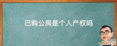 已购公房是个人产权吗