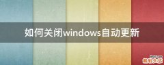 如何关闭windows自动更新