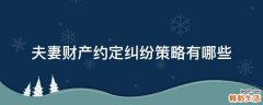 夫妻财产约定纠纷策略有哪些