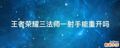 王者荣耀三法师一射手能重开吗