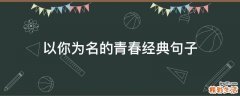 以你为名的青春经典句子