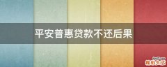 平安普惠贷款不还后果