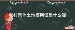 农村集体土地使用证是什么呢