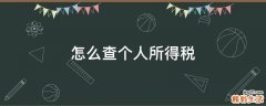 怎么查个人所得税