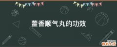 藿香顺气丸的功效